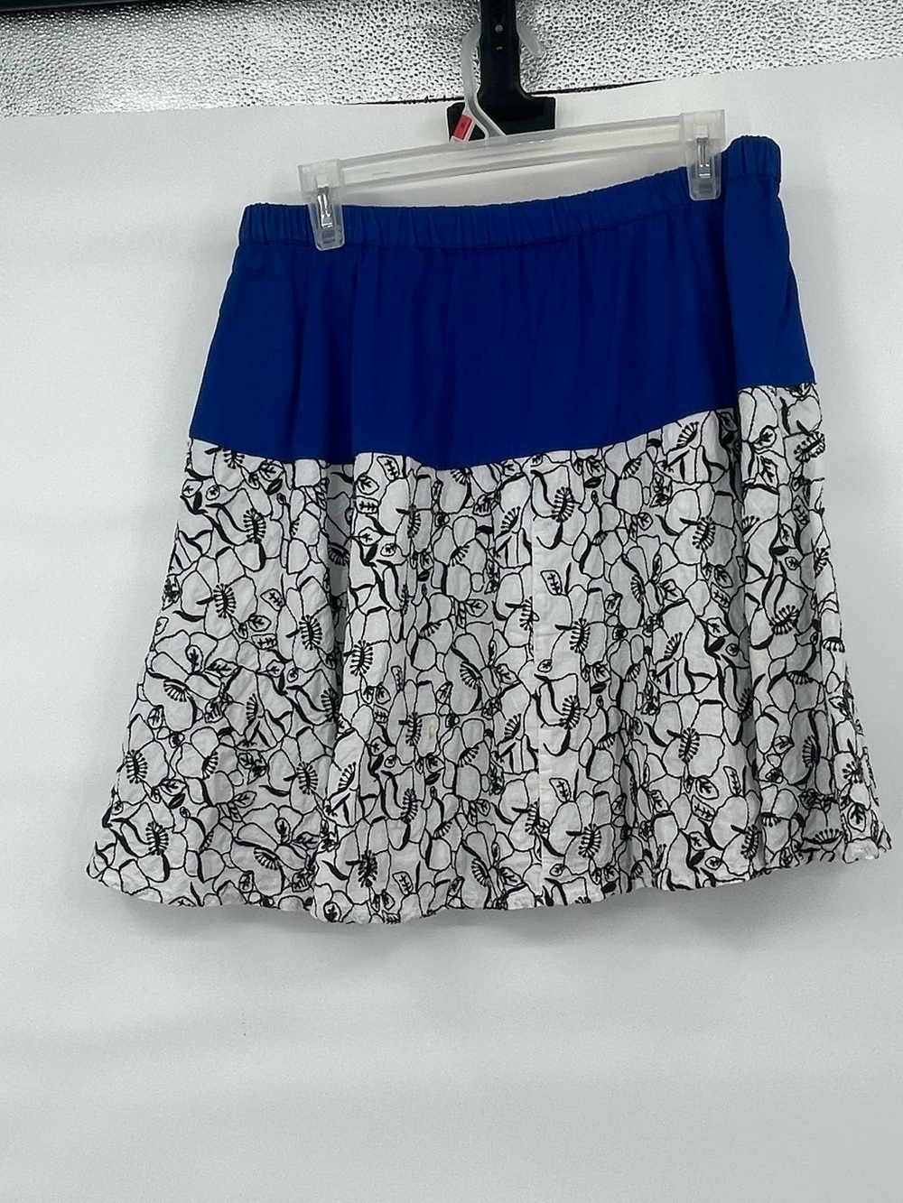 postage stamp anthropologie blue white embroidered floral full skirt